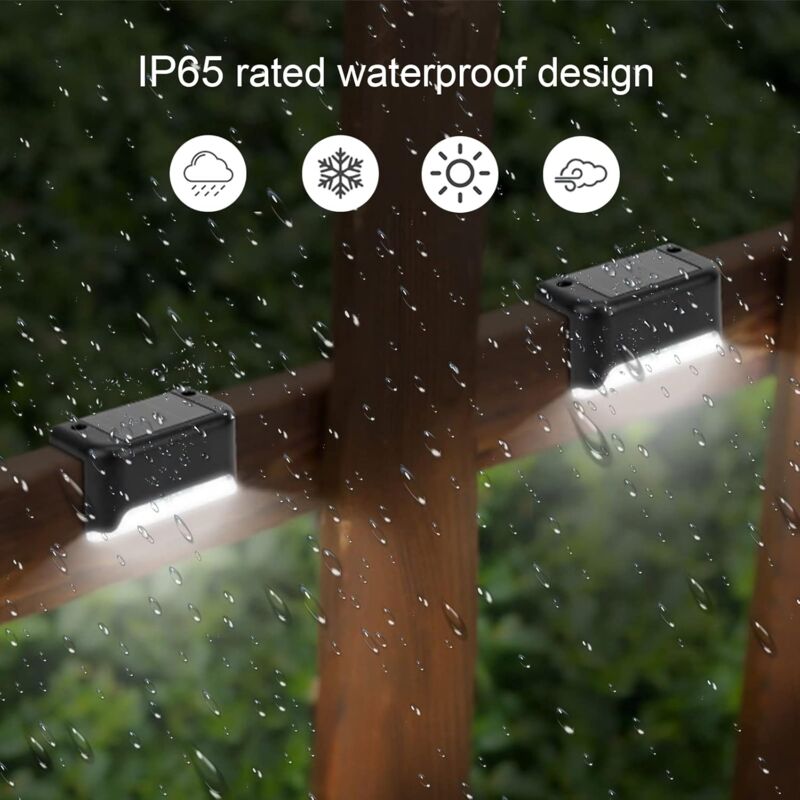 Waterproof Solar Fence Light, Solar Deck Light, Stair Light, Ip65 LED Solar Garden Lights For Patio Stair Fences (Warm - Image 3