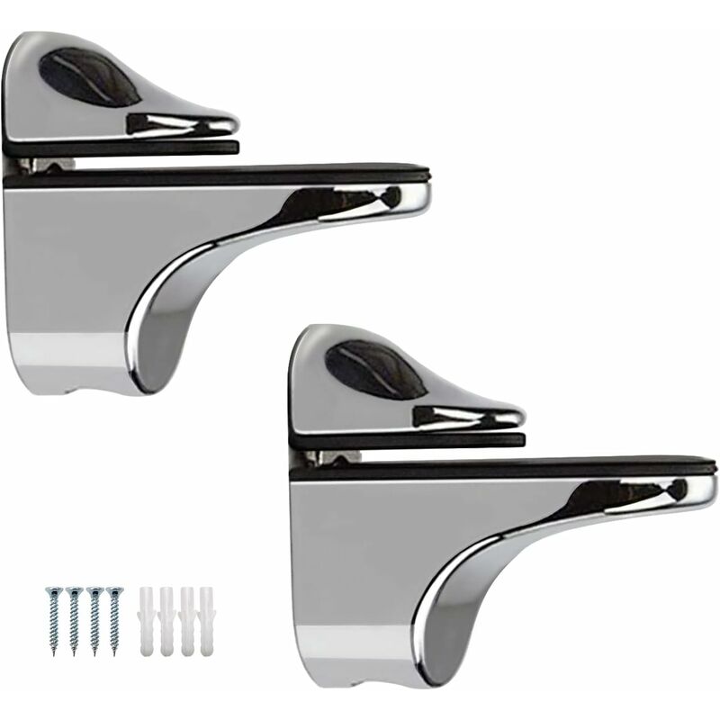 2-Piece Adjustable Glass Shelf Bracket, Support For 5-22Mm Thickness Wood/Glass Shelves - Image 1