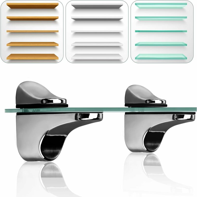 2-Piece Adjustable Glass Shelf Bracket, Support For 5-22Mm Thickness Wood/Glass Shelves - Image 2