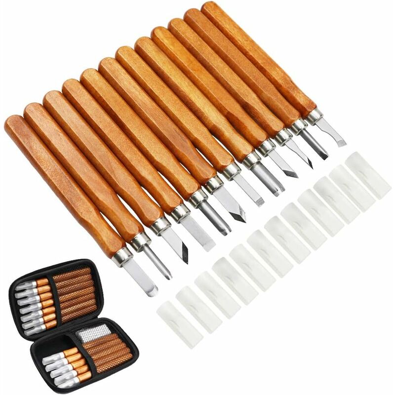 12 pcs Wood Carving Tool Kit - Professional Carving Chisels Knife Handle Carving Sculptures Expert Carpenter Beginners - Image 1