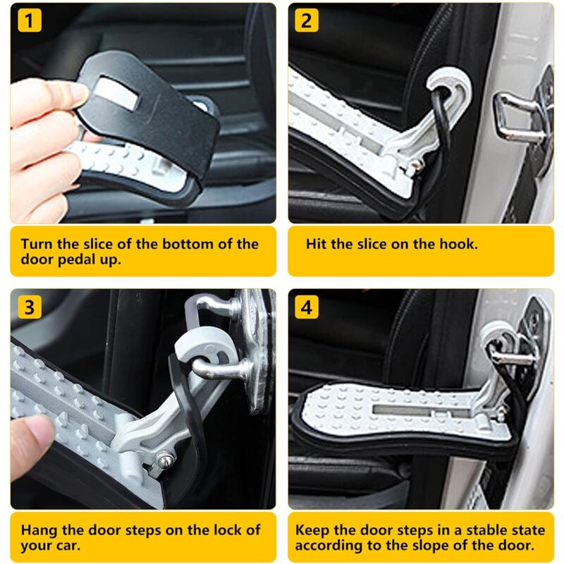 Car Door Pedal, Car Door Pedal Foot Nail U Car Door Latch Hook Pedal, With Auxiliary Pedal With Safety Hammer (16Cm, - Image 4