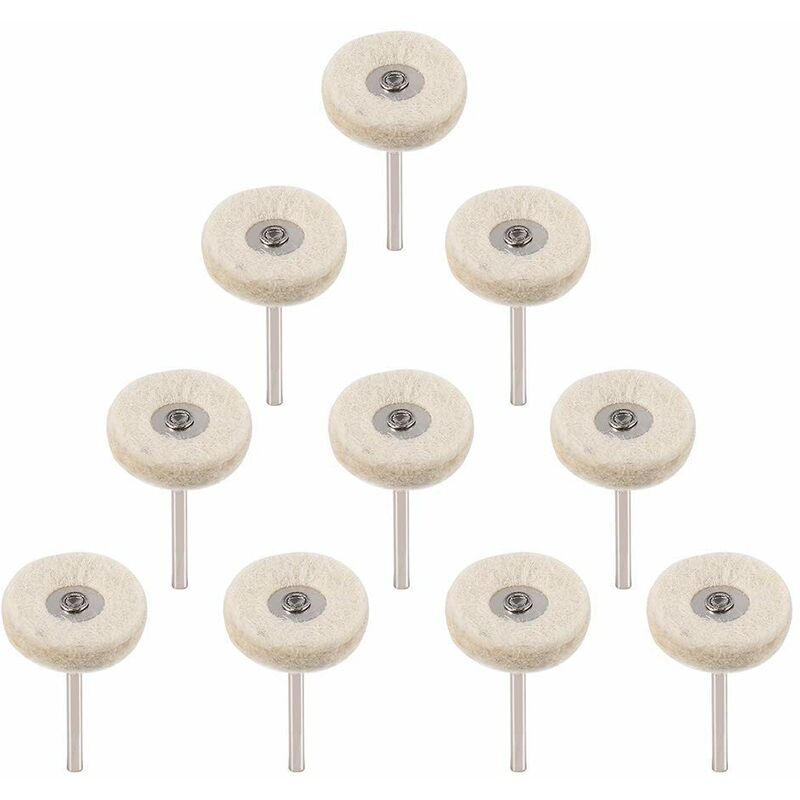 10 pcs Polishing Wheel 25Mm Wool Felt Buffing Wheels Drill Grinder Wheels Brushes ROtary Tool With Handle - Image 1