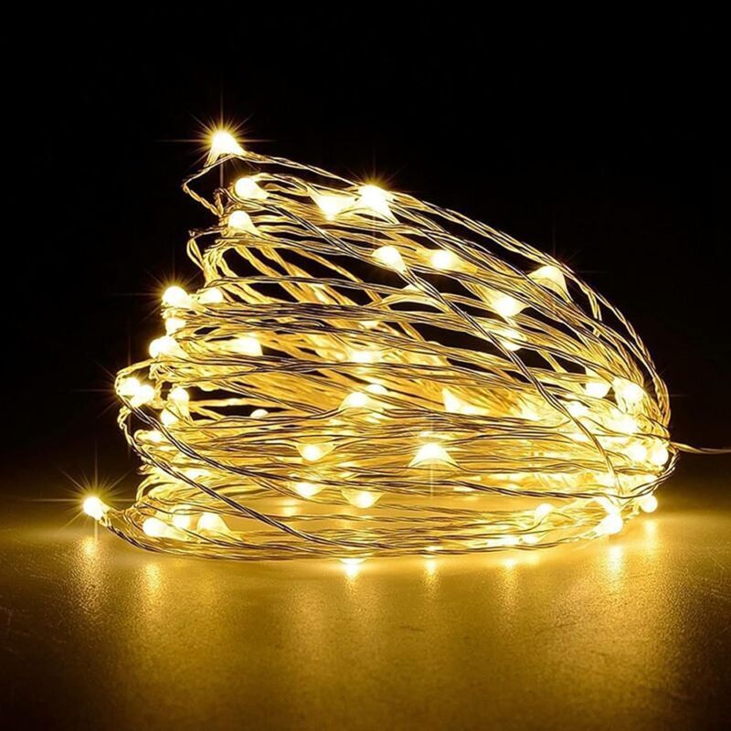 LED String Lights, [1 Pack] Battery Operated Fairy Lights With 5M 50 Warm White LEDs On Silver Wire For Bedroom, Party, - Image 1