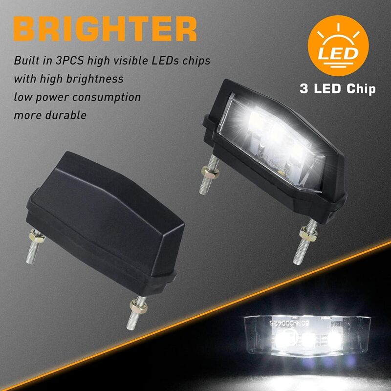 1 Pc Motorcycle License Plate Light, 12V Universal Motorcycle LED Tail Light Rear License Plate Lamp, White Light - Image 2
