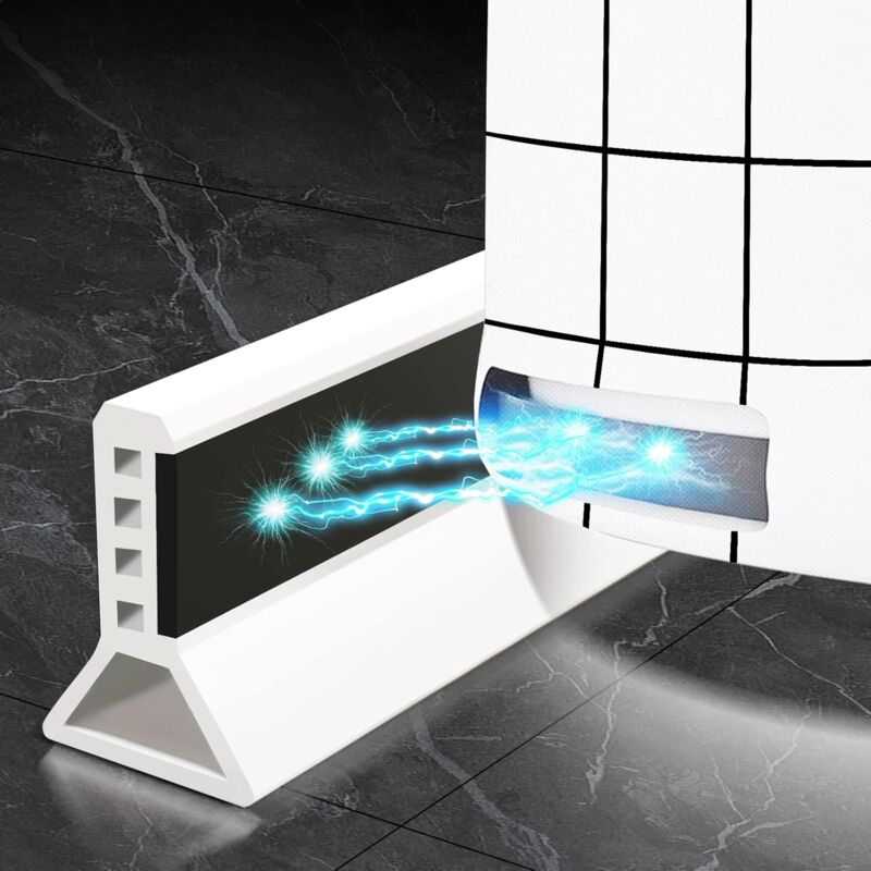 Foldable Shower Barrier And Water DAm Retention System Keeps Water Inside Threshold (1M, Magnetic Style-White) - Image 1