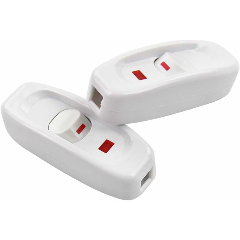 2 pcs Ac 250V 10A Inline On/Off ROcker Switch Desk Lamp Cable Switch With LED Indicator White - Image 2