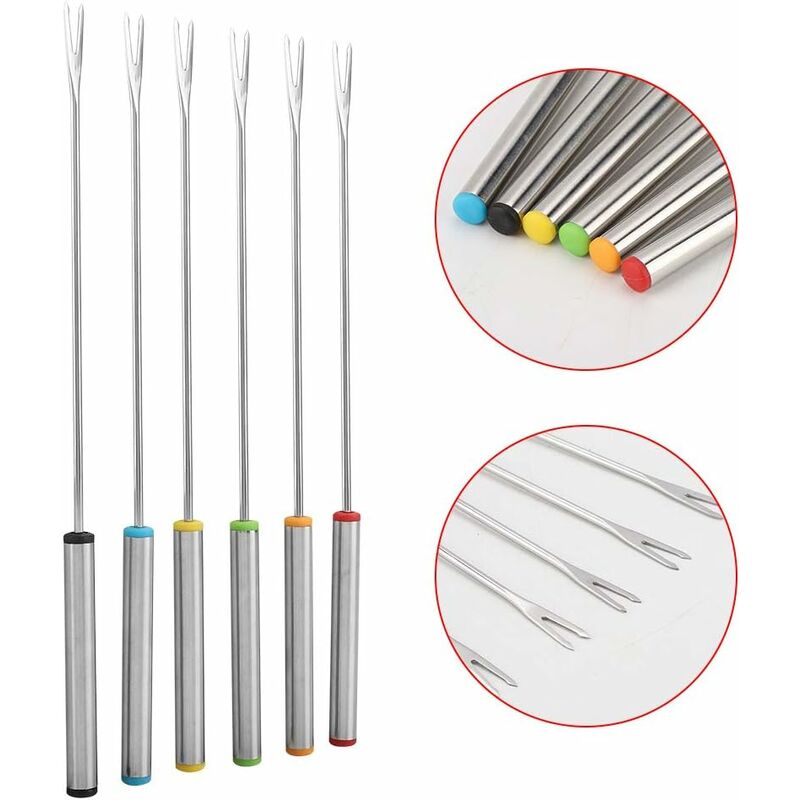 6 pcs Fondue Forks, Stainless Steel Fondue Forks, Chocolate Fondue Forks For Fruit Barbecue Pot Fork Fondue Skewers - Image 3