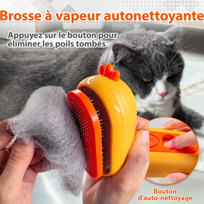 Cat Steam Brush With Release Button, Rechargeable Cat Steam Brush For Long And Short Hair Cats Dogs Rabbits, - Image 3