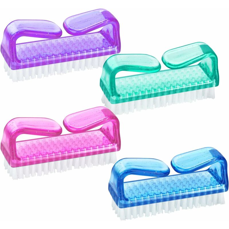 Handle Nail Brushes - 4 pcs Plastic Nail Cleaning Brushes - Scrub Brushes For Cleaning Nails - Image 1
