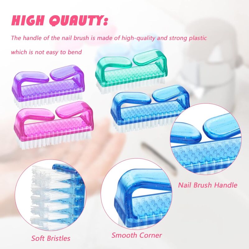 Handle Nail Brushes - 4 pcs Plastic Nail Cleaning Brushes - Scrub Brushes For Cleaning Nails - Image 2