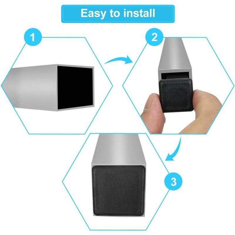 Decareta 20 pcs Chair Leg Cap, Square Pipe Cap, Plastic Square Post Cap For Furniture Feet Trampoline Cabinet Shelf - Image 3