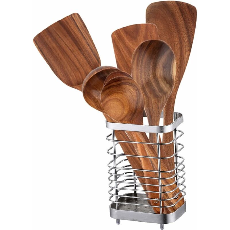 Stainless Steel Kitchen Utensil Holder, Cutlery Holder, Utensil Rack, Countertop Organizer, Restaurant Accessories - Image 1