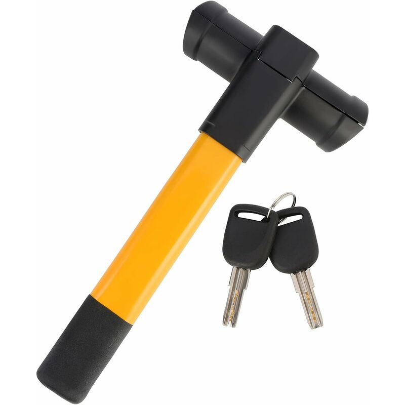 Retractable Car Steering Wheel Lock, Heavy Duty T-Bar Universal Steering Wheel Clamp With 2 Keys For Cars, Trailers, - Image 1