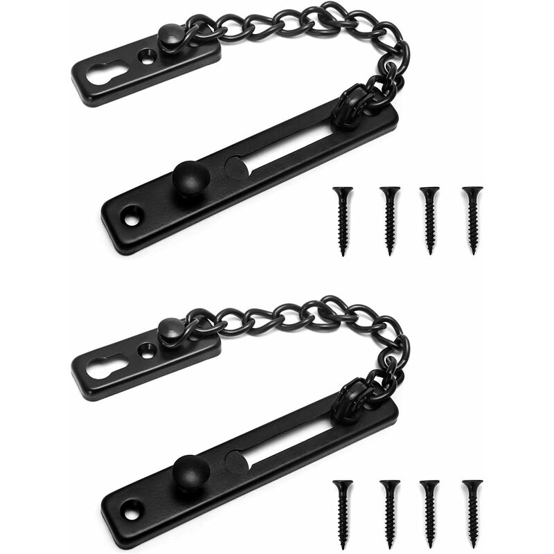 2 pcs Door Lock Chain With Screws, Anti-Theft Security Door Lock Chain For Interior Door Home Security - Image 1