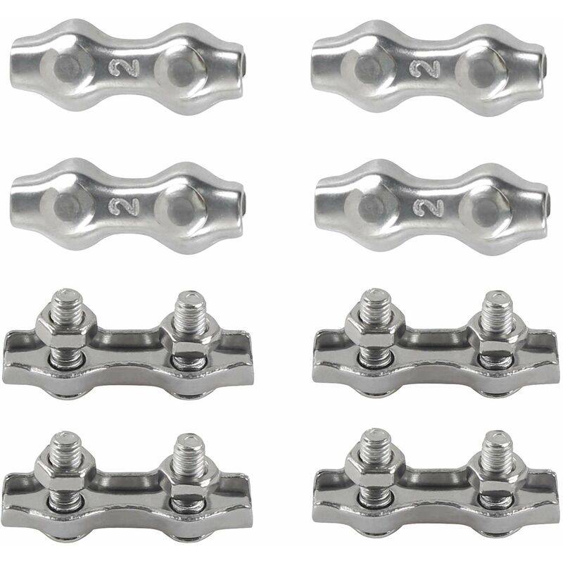 M2 Duplex Cable Clips 304 Stainless Steel Duplex Cable Clips For Wire ROpe Clotheslines Sun Sails Hanging Patio Fixed 8 - Image 1