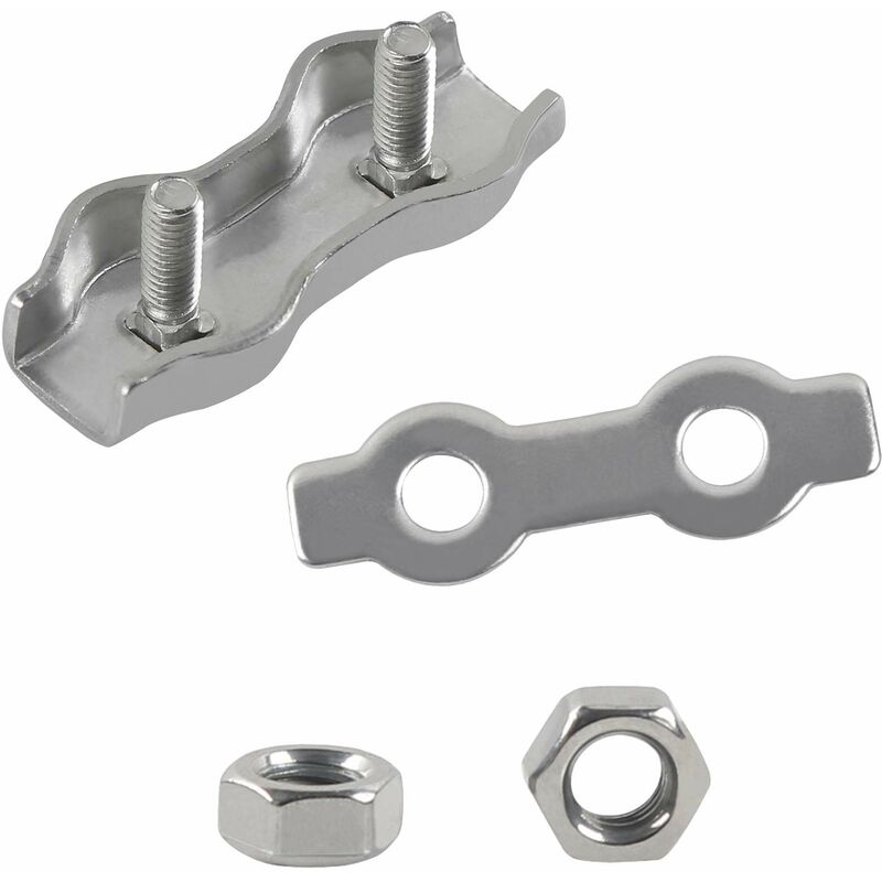 M2 Duplex Cable Clips 304 Stainless Steel Duplex Cable Clips For Wire ROpe Clotheslines Sun Sails Hanging Patio Fixed 8 - Image 3