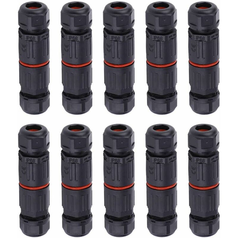 Whpps 10 pcs Ip68 Waterproof Straight Connector Junction Box Electrical Wire Cable 3 Pin Outdoor Connector Plug Socket - Image 1