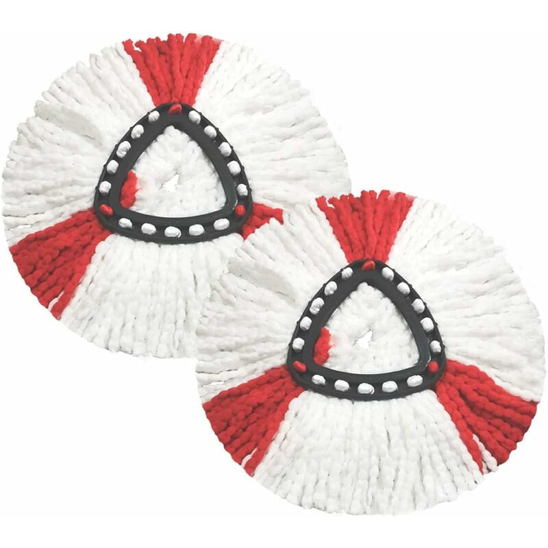 2 Pack Mop Heads Compatible With Vileda 2 In 1 Turbo Mop Replacement Head, Microfiber, Red, White. - Image 1