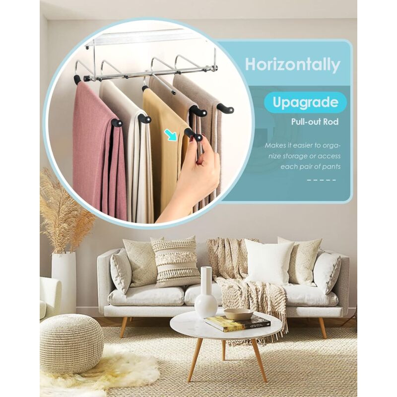 2 Pack Space Saving Hangers - Non-Slip Trouser Hanger With Foam Padded Swing Hanger Multi-Layer Hanger Organizer And - Image 2