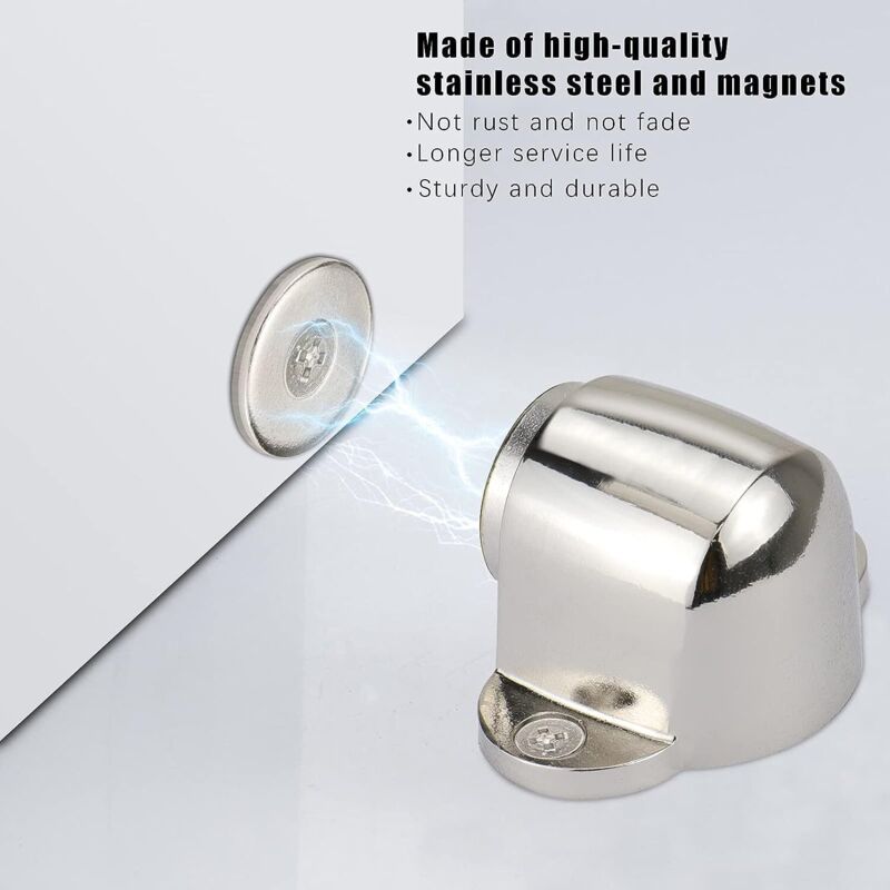 2 Pack Stainless Steel Magnetic Door Stopper Catch Door Stoppers With Screw Mounted, No Force Or Hitting Walls - Image 2