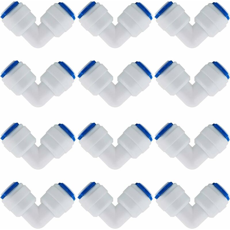 12 pcs RO Water Filter Accessories Nozzle Fitting 1/4 Inch 90 Degree Right Angle Fast Docking For Connecting Water Pipe - Image 1