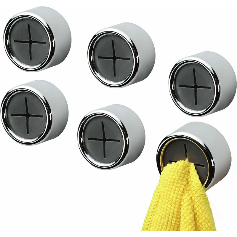 6 Pack Dishcloth Holders, ROund Self Adhesive Hooks, Kitchen Hooks, Suction Cup Towel Rack For Bathroom, Wardrobe And - Image 1