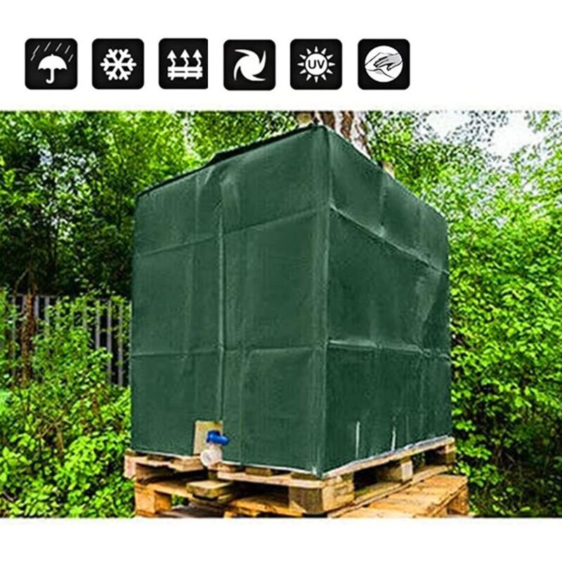 1000L Ibc Tank Cover, Water Tank Cover, Tank Protective Cover, Dustproof Tank Cover, Green 120 X 100 X 116 Cm - Image 2