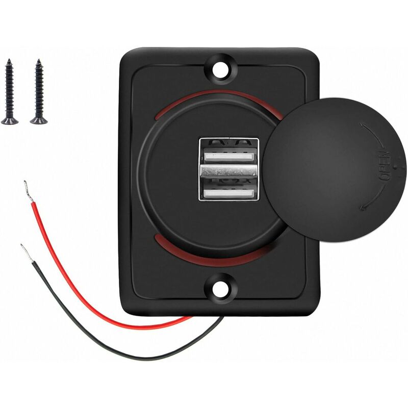 Car Usb Charger, 3.1A 12V/24V Usb Control Panel, Dual Port Charger Power Socket, 2 Port Adapter, For Car, Marine, Rv, - Image 1