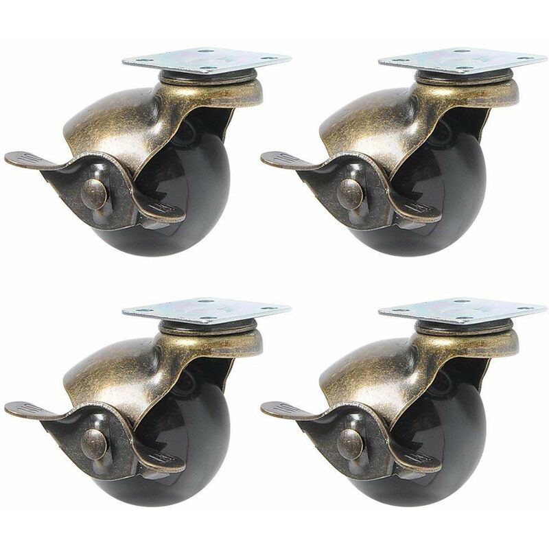 4 pcs Furniture Leg Caster Wheels (1.5Inch (40Mm) - With Brake) - Image 1