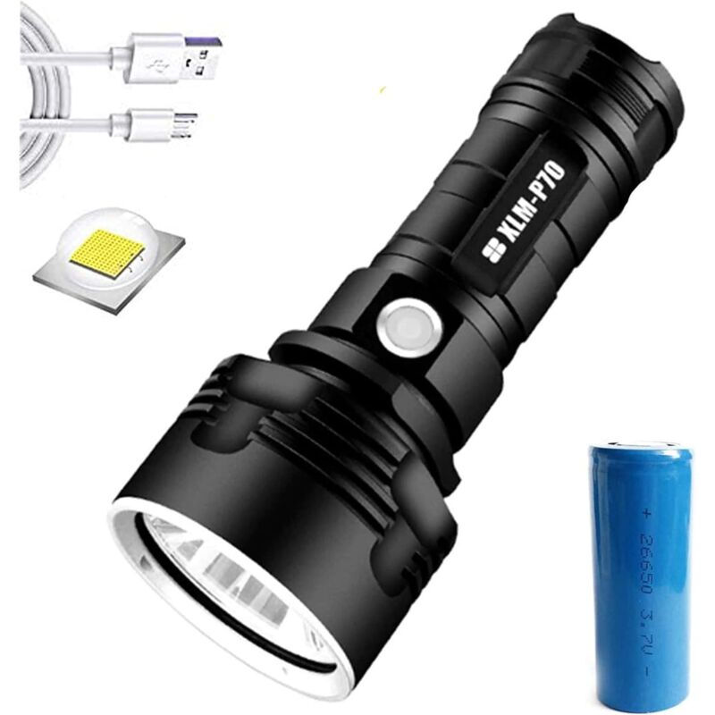 30000-100000 Lumen High Power LED Flashlight Waterproof Ultra Bright, 3 Modes High Brightness Usb Rechargeable - Image 1