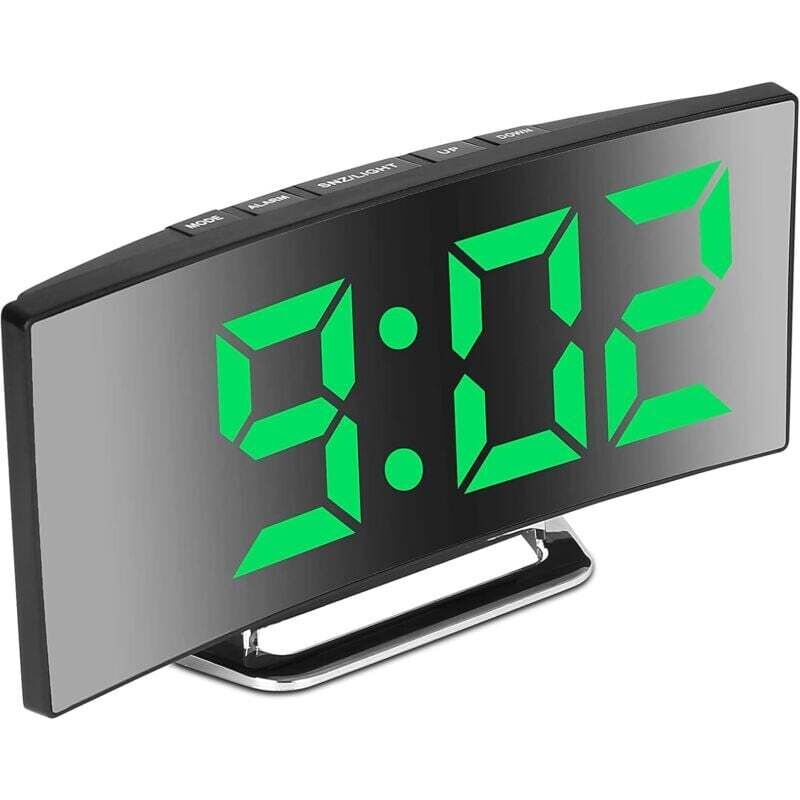 Digital Alarm Clock For Bedroom, 7'' LED Mirror Screen, 2 Brightness, Temperature, DAte, Usb Powered, Memory Function - Image 1