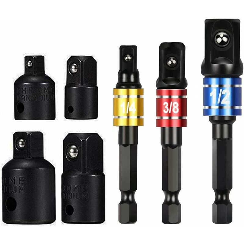 Socket Adapter 1/2 3/8 1/4 Hexagon Drill Bits Adapter Set Nut Wrench Reducer Socket Adaptor Converter Ratchet Wrench - Image 1