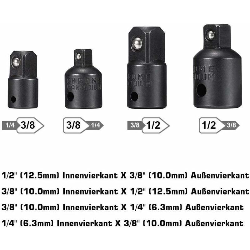 Socket Adapter 1/2 3/8 1/4 Hexagon Drill Bits Adapter Set Nut Wrench Reducer Socket Adaptor Converter Ratchet Wrench - Image 3