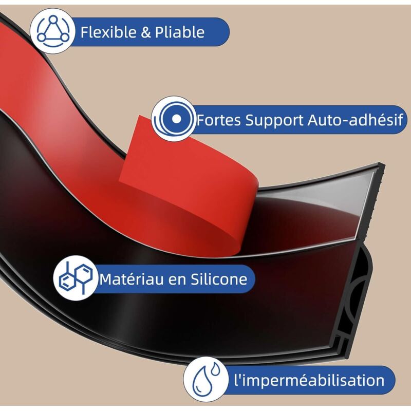 Insulated Door Bottom 100 Cm, Self-Adhesive Door Draught Excluder, Silicone Door Bottom Anti Cold Thermal Insulation - Image 3