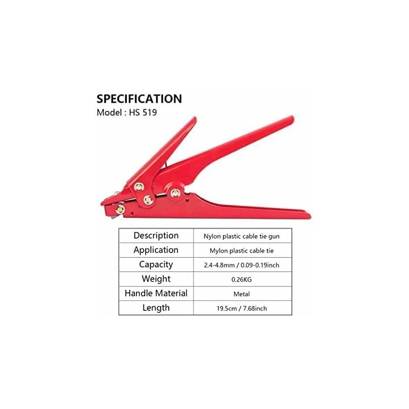 Hs-519 Cable Tie Gun, Cable Tie Tool, Portable Wire Pliers Quick Bundling Hand Tool For 2.4-9.0Mm² Nylon Cable Ties - Image 2