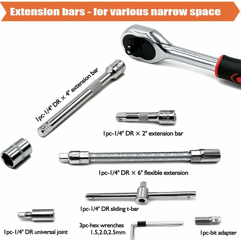 46 pcs Socket Set Chrome Vanadium 1/4