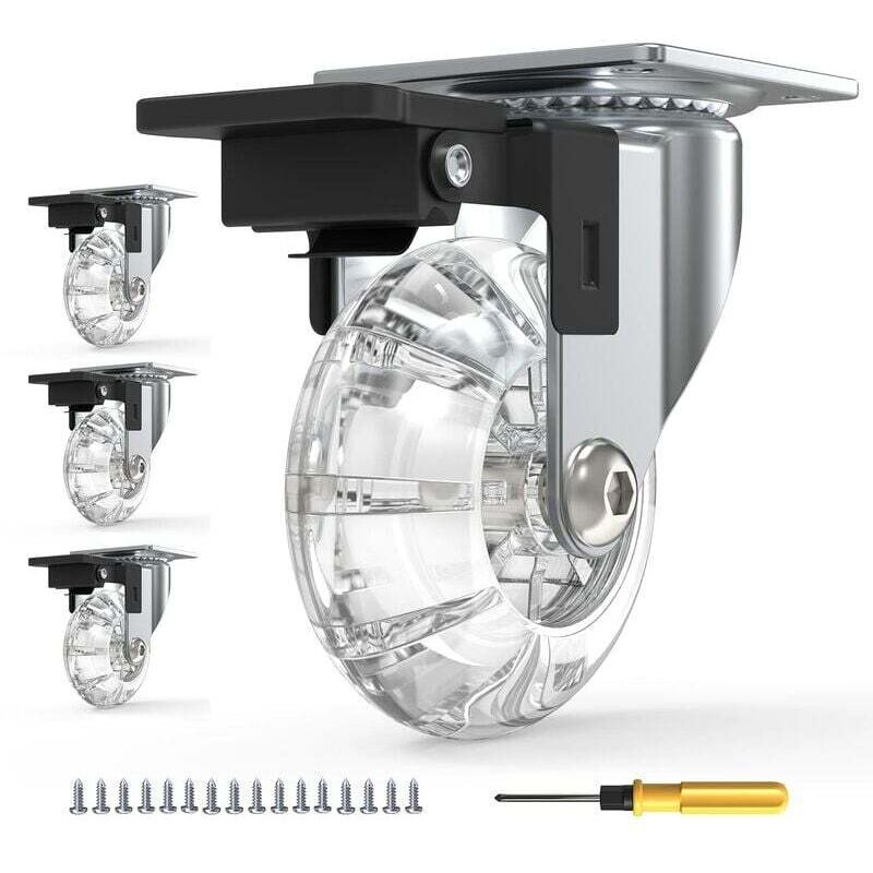 4 pcs Set Furniture Casters With Brakes, 360° Swivel Casters, Up To 600Kg, No Marks On The Floor, Screws Included - Image 1