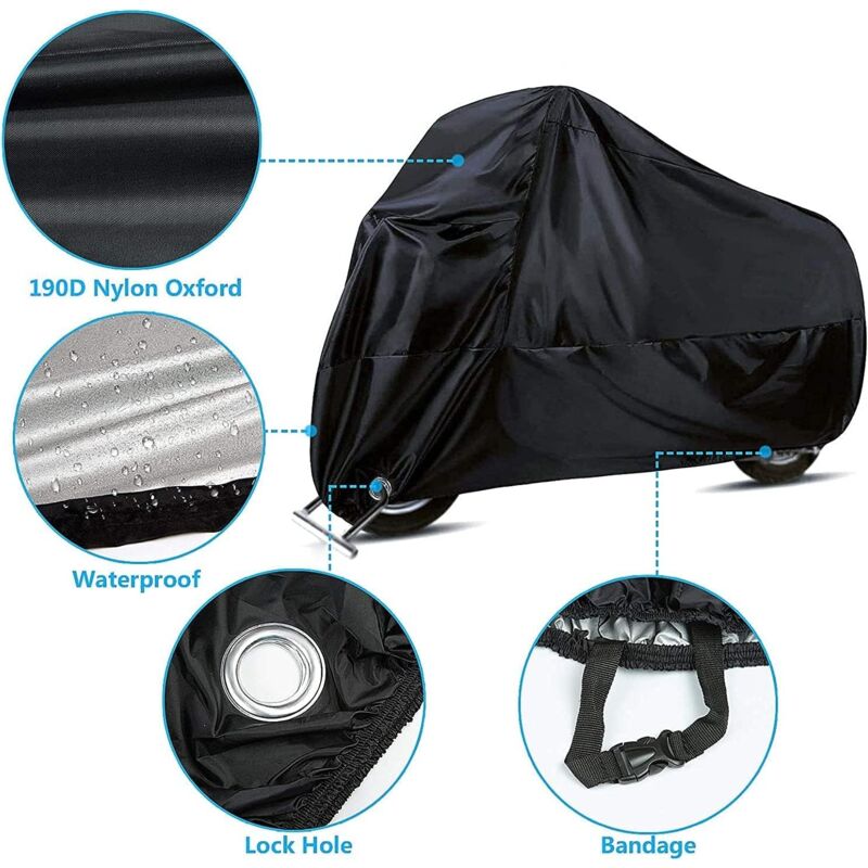 Motorcycle Cover, 190T Waterproof Motorcycle Covers With Lock Holes, Uv Protection Dust Covers For Indoor And Outdoor - Image 2