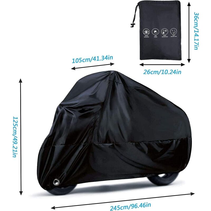 Motorcycle Cover, 190T Waterproof Motorcycle Covers With Lock Holes, Uv Protection Dust Covers For Indoor And Outdoor - Image 4