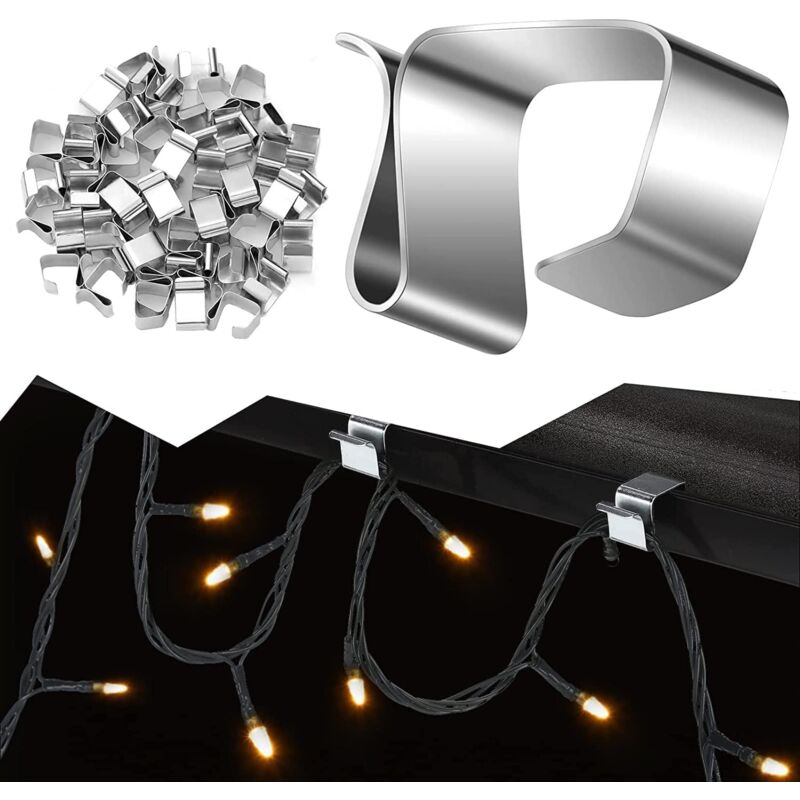 100 pcs Christmas Light Hook,Cable Clips,Outdoor ROof Gutter Hooks,Christmas Lights Gutter Hooks Galvanized Holiday - Image 1