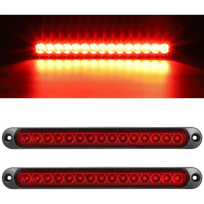 2 pcs 12-24V 15 LED Trailer Brake Tail Light Bar Waterproof Rear Lights Running Lights Identification Light For Offroad - Image 1
