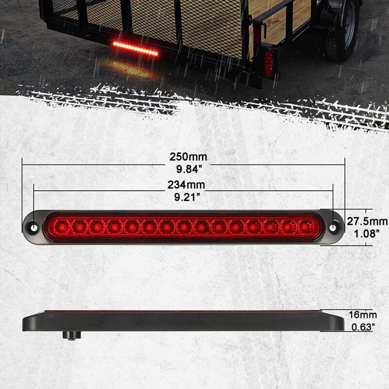 2 pcs 12-24V 15 LED Trailer Brake Tail Light Bar Waterproof Rear Lights Running Lights Identification Light For Offroad - Image 2