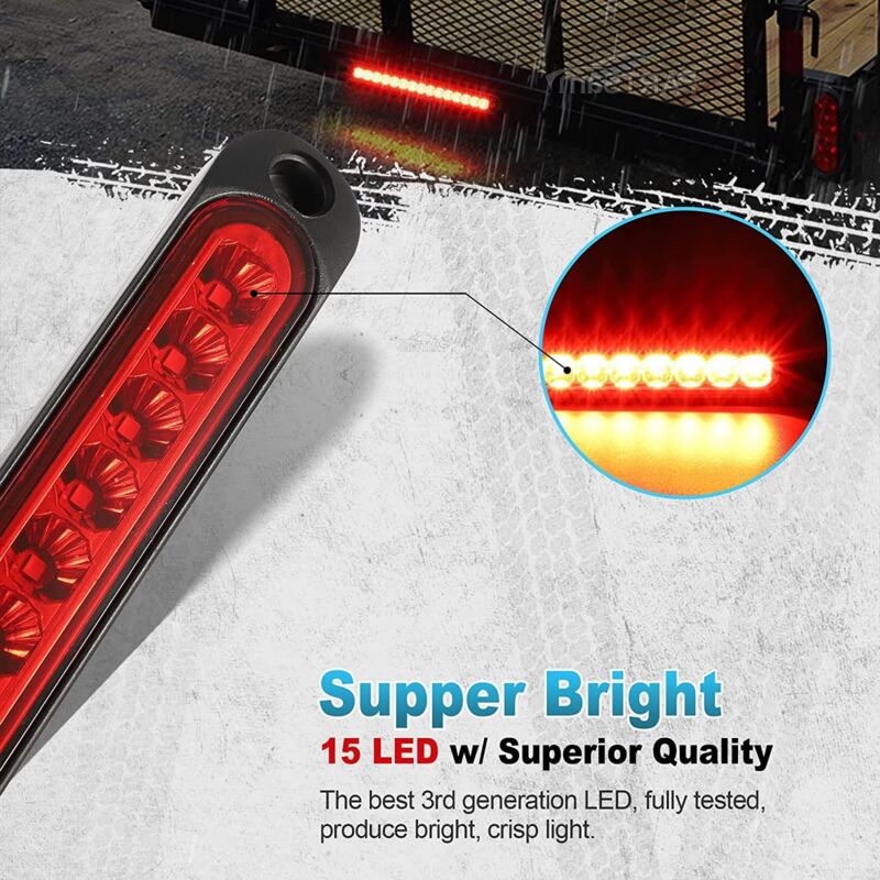 2 pcs 12-24V 15 LED Trailer Brake Tail Light Bar Waterproof Rear Lights Running Lights Identification Light For Offroad - Image 4