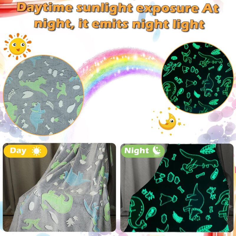 Kids Cozy Blanket, Glow In The DArk Soft Cozy Blanket, Sofa Bed Fluffy Blanket For Girls Boys. (150200 Cm) - Image 2