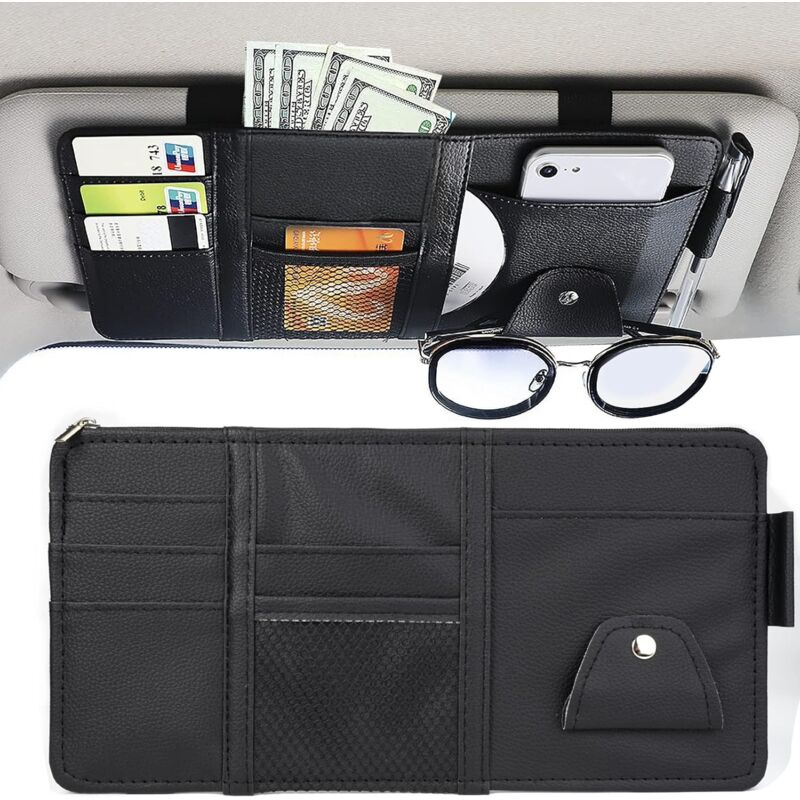 Car Interior Pocket Car Sun Visor Organizer Car Sun Visor Storage Car Sun Visor Clip Organizer Used For Credit Cards - Image 1