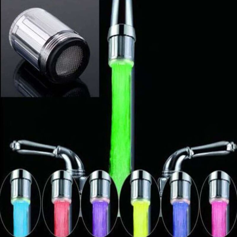 2 pcs LED Water Faucet, 7 Colors Changing Glow Water Faucet Light Water Flow Color Changing Faucet Sink Tap For Kitchen - Image 1