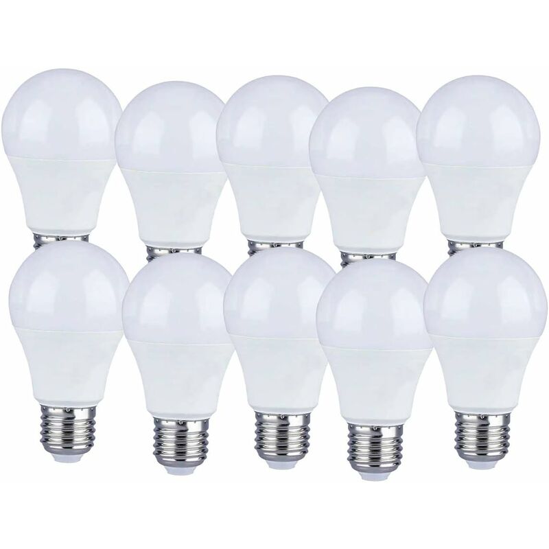 Pack Of 10 Pack Of 10 E27 9W A60 LED Bulbs - Warm White Light 4200K - 806 Lumen - Image 1