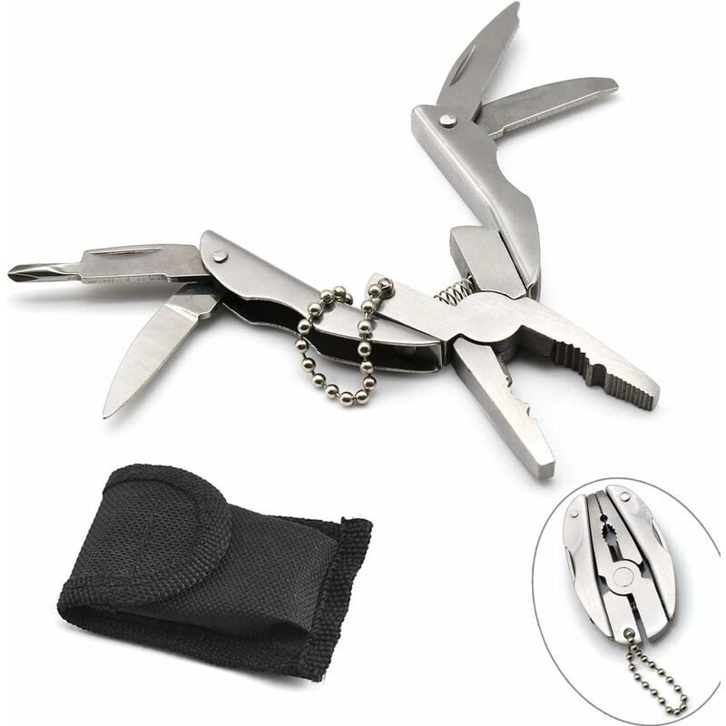Multi-Tool Pliers Kit Multifunction Pocket Tool With Black Leather Sheath, Multitools Pliers For Camping, Fishing, - Image 1