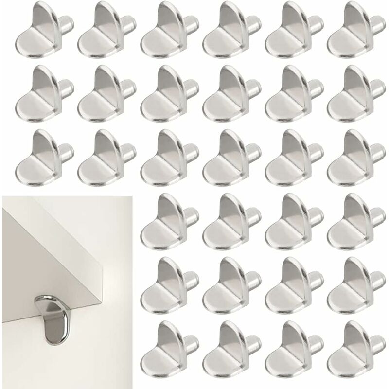 30 Pieces Shelf Support Pegs, 5Mm Shelf Pegs L-Shaped Bracket For Wood And Glass Cabinet Storage Furniture Cupboard - Image 1