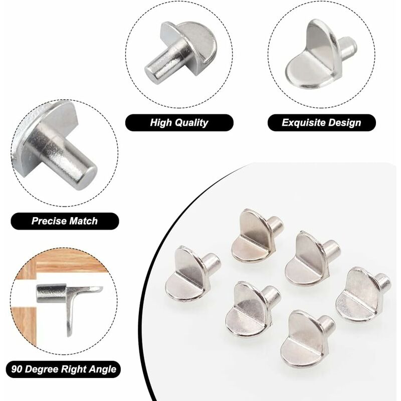 30 Pieces Shelf Support Pegs, 5Mm Shelf Pegs L-Shaped Bracket For Wood And Glass Cabinet Storage Furniture Cupboard - Image 4